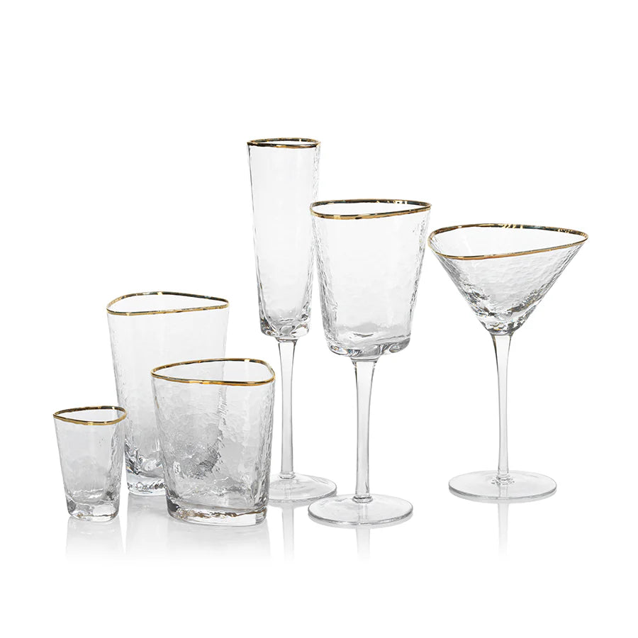 Zodax - Aperitivo Triangular Double Old Fashioned Glass - Clear with Gold Rim - Findlay Rowe Designs