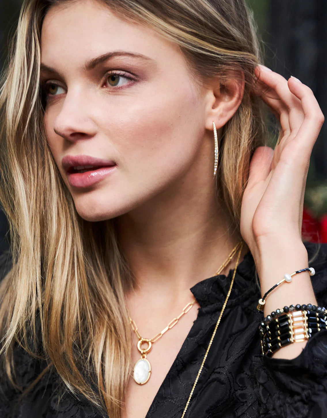 Spartina - Earrings - Sparkle Arc Hoop Crystal - Large