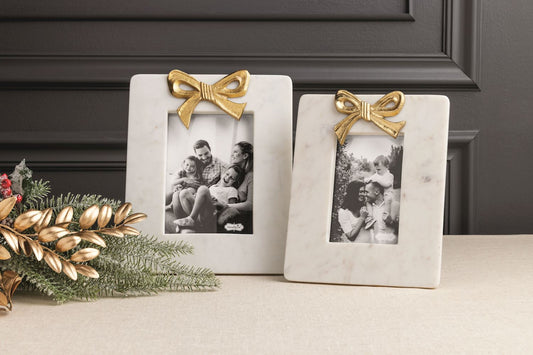 Mud Pie - 4x6 or 5x7 Frame - Marble Gold Bow - Findlay Rowe Designs
