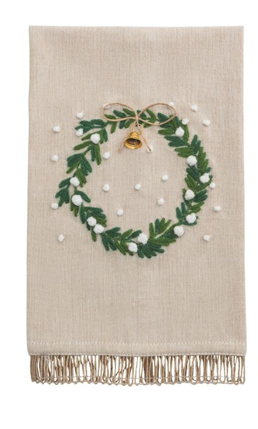 Mud Pie - Christmas Natural Embroidered Towels - Findlay Rowe Designs