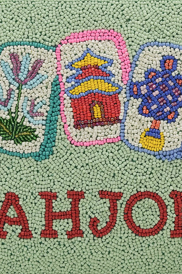 America and Beyond - Beaded Top Zip Clutch - Mahjong Luxe