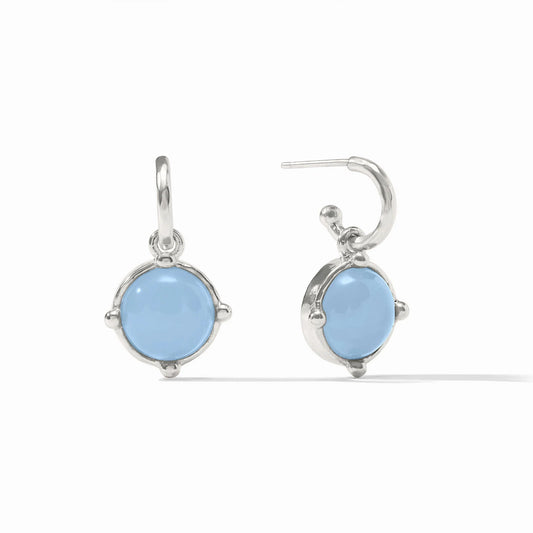 Julie Vos - Earrings - Honeybee Hoop & Charm - Chalcedony Blue - Silver
