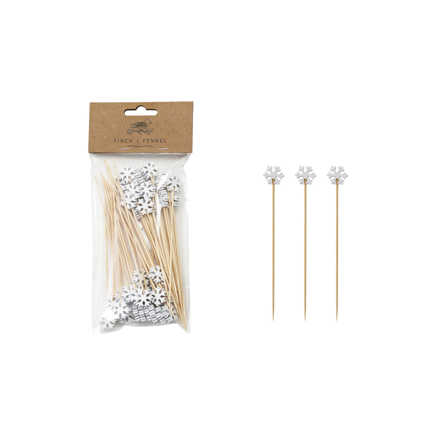 Toothpick - Bamboo Single Use - Snowflake - Set 50 - Findlay Rowe Designs