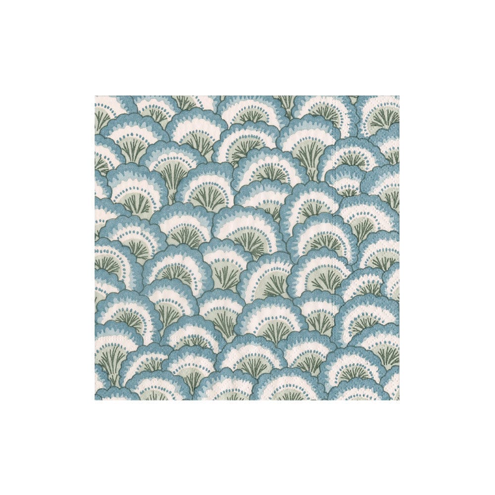 Caspari - Cocktail Napkins - Pontchartrain Scallop Blue - Findlay Rowe Designs