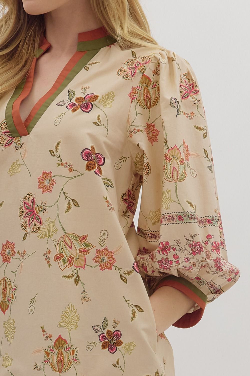 Entro - Dress - Botanical Print Mini - Ecru