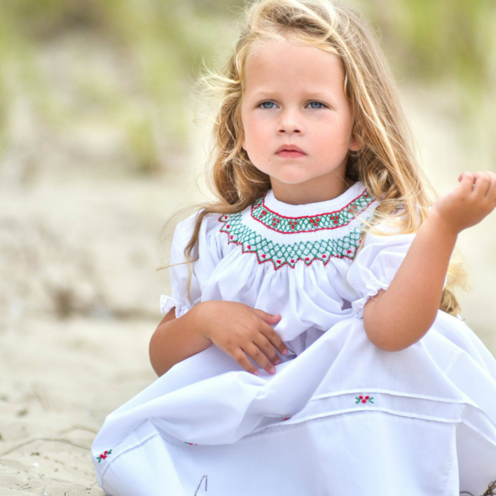 Clearance - Baby - Holiday Smocked Bishop Dress - 3Month - Findlay Rowe Designs