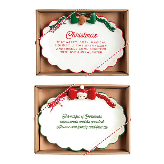 Mud Pie - Sentiment Trays - Christmas Bow - Assorted - Findlay Rowe Designs