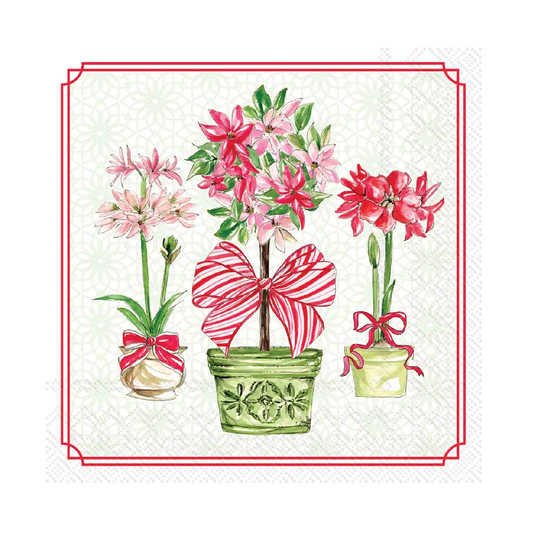 Rosanne Beck - Cocktail Napkins - Holiday Poinsettias - Findlay Rowe Designs