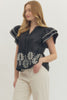 Entro - Top - Flutter Sleeve - Black Embroidered - Findlay Rowe Designs