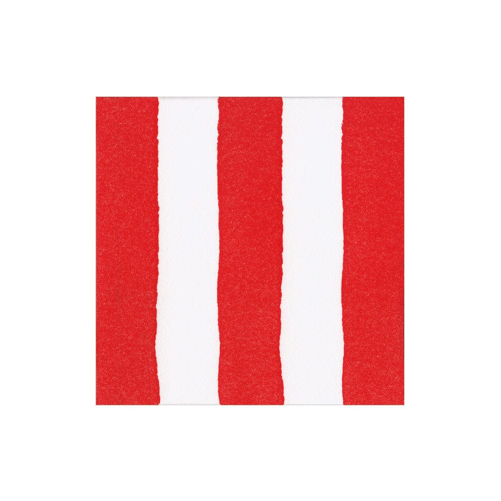 Caspari - Cocktail Napkin - Cafe Stripe Red Paper Linen - Findlay Rowe Designs