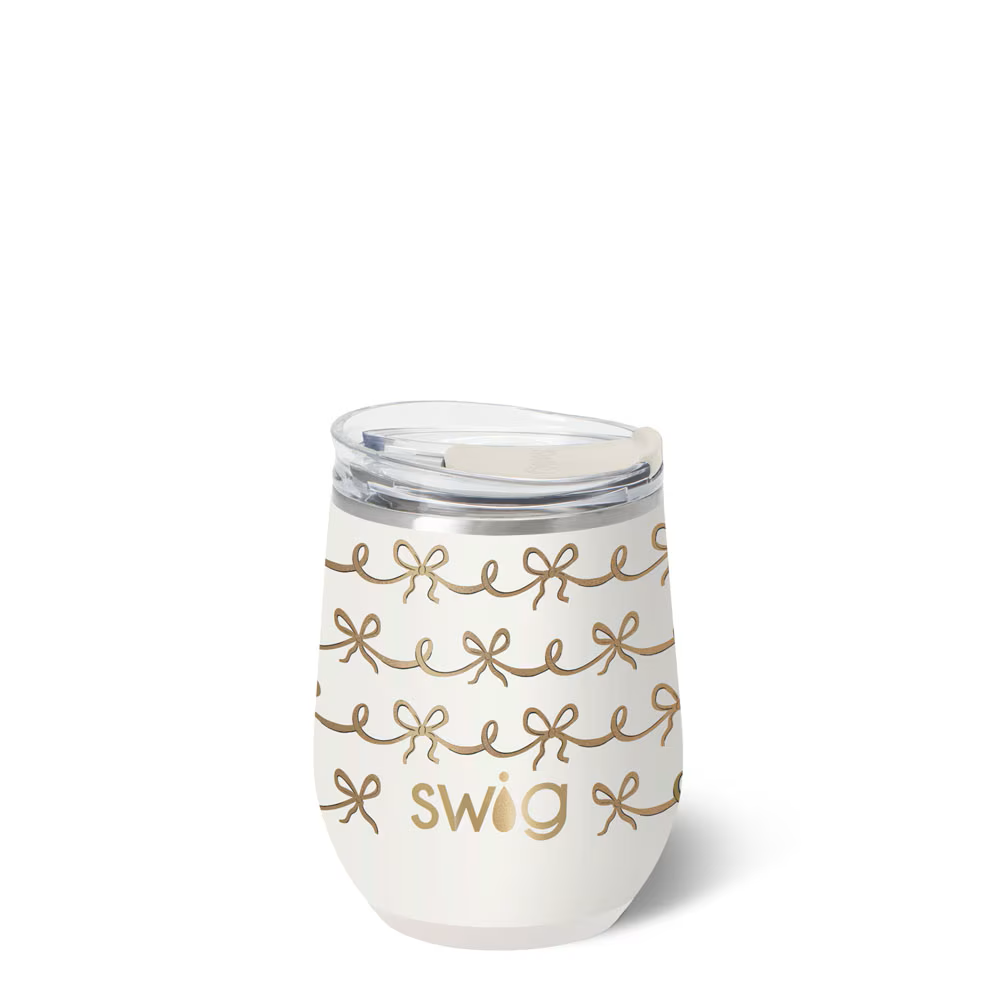 Swig - Stemless Wine 12oz - Pretty in Pearl Bow