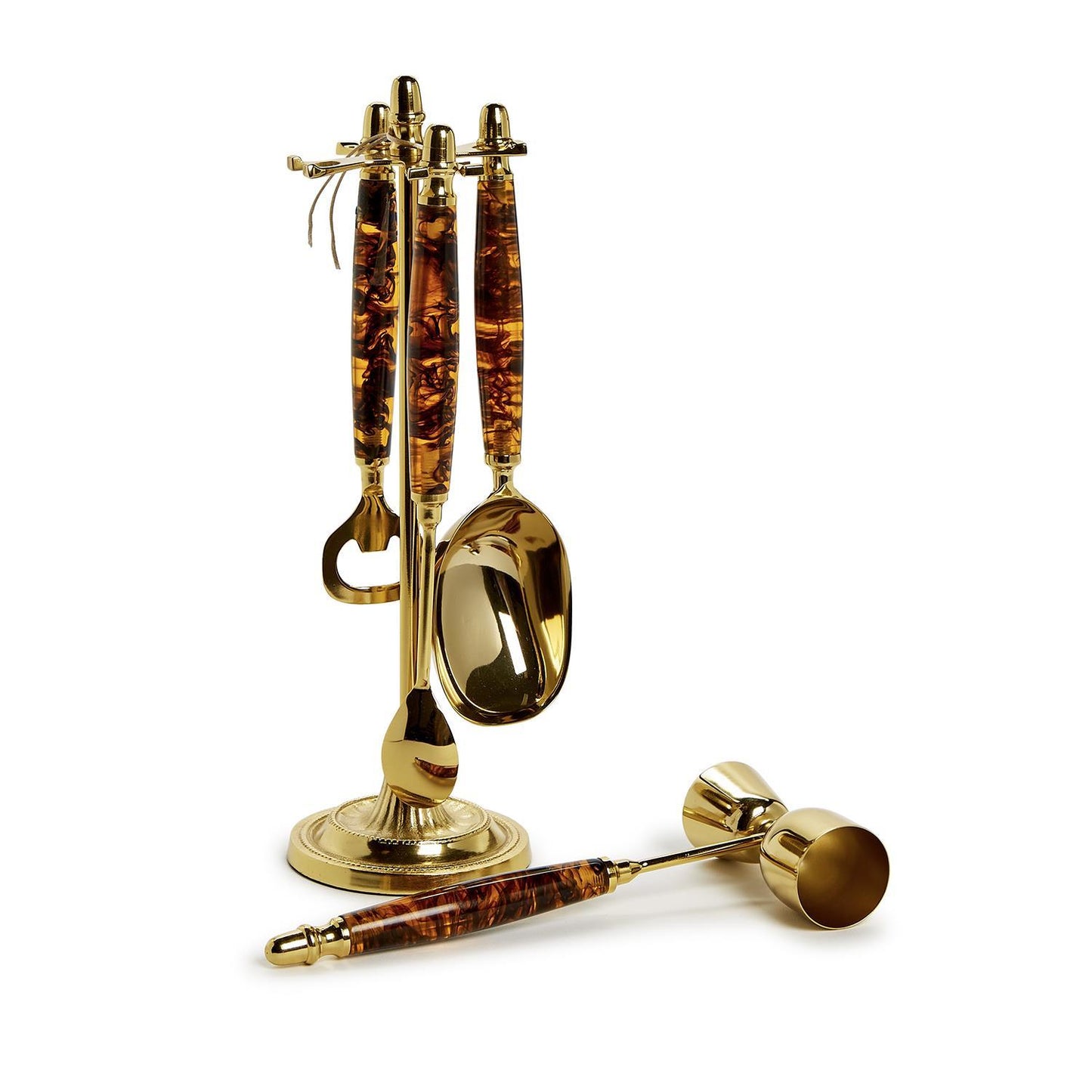 Bar Set with Stand - 4Pc Tortoise Print