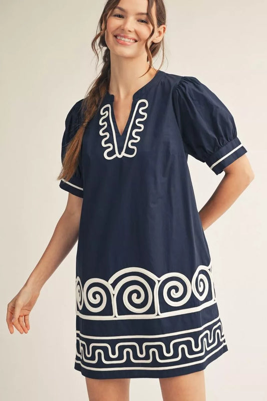Jodifil - Dress - Embroidered Mini - Navy - Findlay Rowe Designs