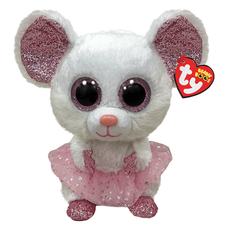 TY- Nina WHITE BALLERINA MOUSE Beanie Boo, 6"