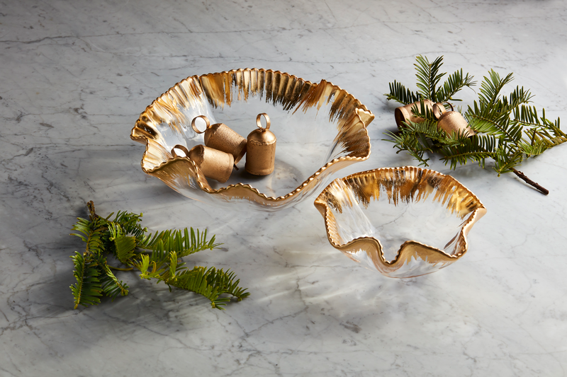 Mud Pie - Bowl - Gold Edge Ruffle - Findlay Rowe Designs
