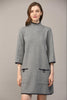 Dress - Mock Neck Sweater Dress - Gray and Navy - Findlay Rowe Designs