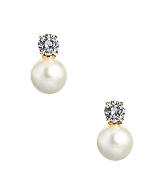 Lisi Lerch - Earrings - Carolyn - Big Rhinestone and Pearl Stud | Findlay Rowe Designs