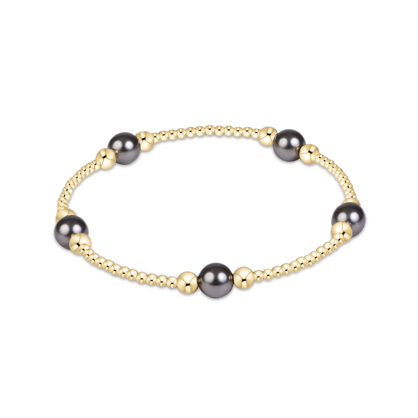 Enewton - Purpose Pearl Dark Grey 6mm Gold Bracelet