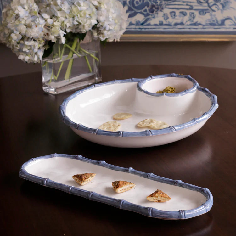 Beatriz Ball - VIDA Bamboo Baguette Platter - White and Blue - Findlay Rowe Designs
