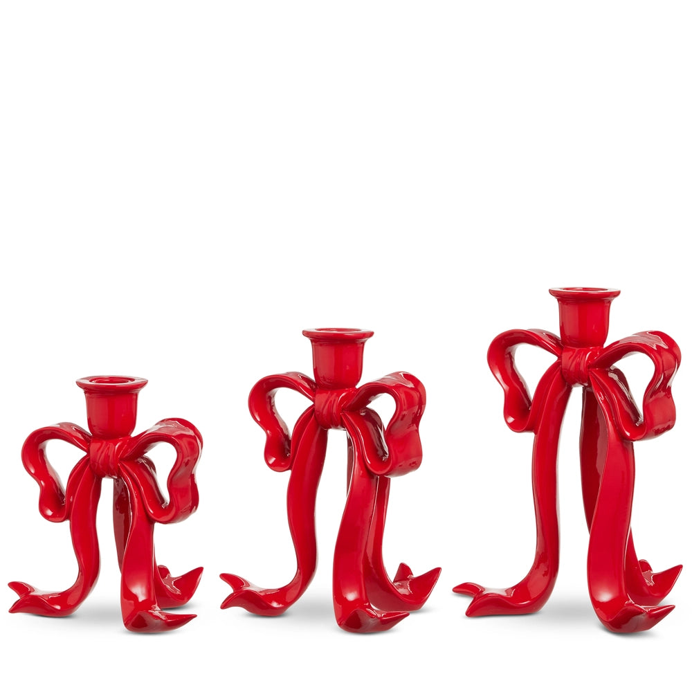 Raz Imports - Taper Candlestick - Bow - Red - Findlay Rowe Designs