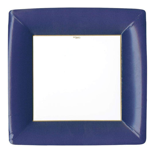 Caspari - Dinner Plates - Square Grosgrain Border - Navy - Findlay Rowe Designs