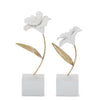 White Resin Gold Metal Stem Flowers on Base - Findlay Rowe Designs