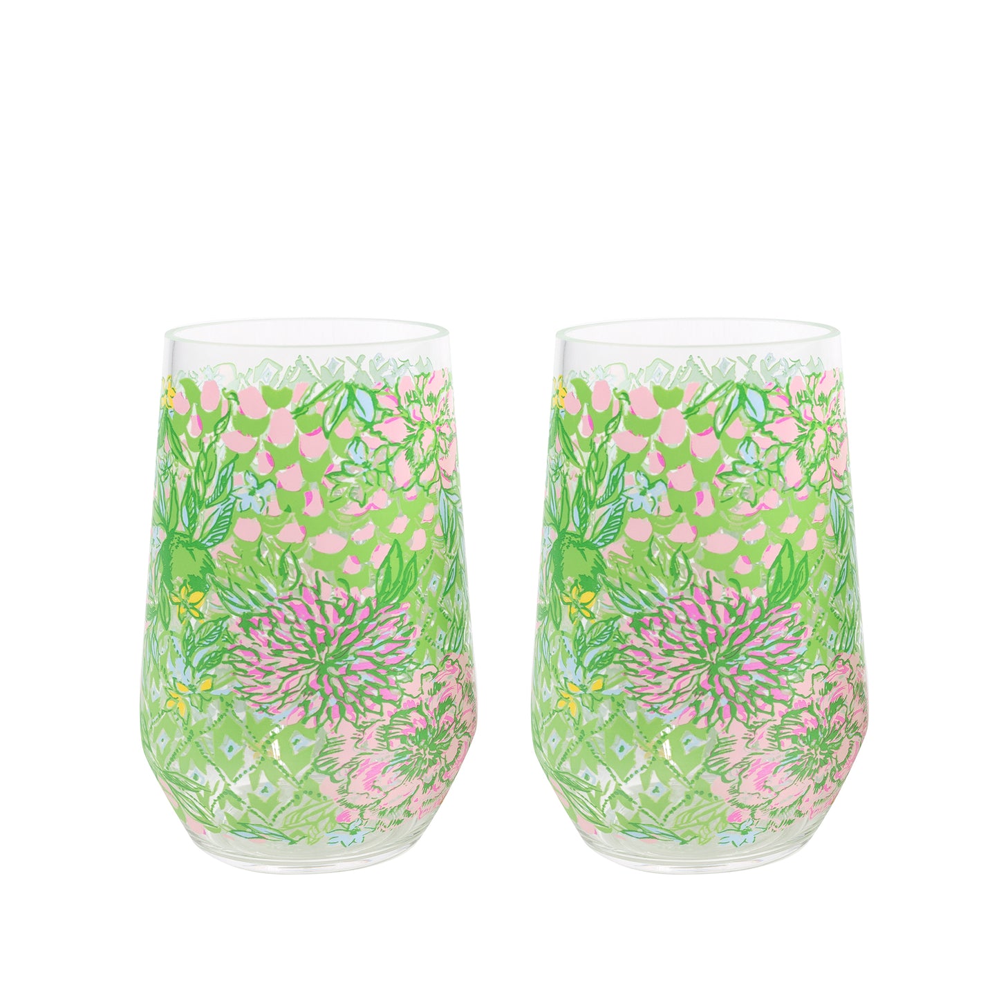 Lilly Pulitzer - Stemless Wine - Acrylic Set - Lime Feeling Goo - Findlay Rowe Designs