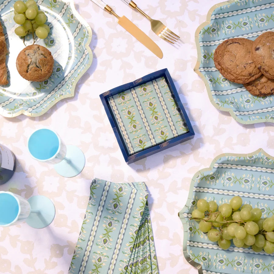 Laura Park - Guest Towel Napkins - Rosemary Stripe French Blue - Findlay Rowe Designs