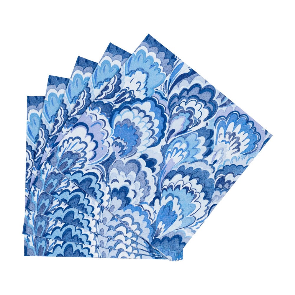 Caspari - Cocktail Napkins -Marbled Ceramica Indigo - Findlay Rowe Designs