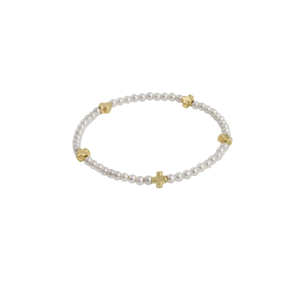 Enewton - Signature Cross Pearl Pattern 3mm Bead Bracelet - Gold - Findlay Rowe Designs