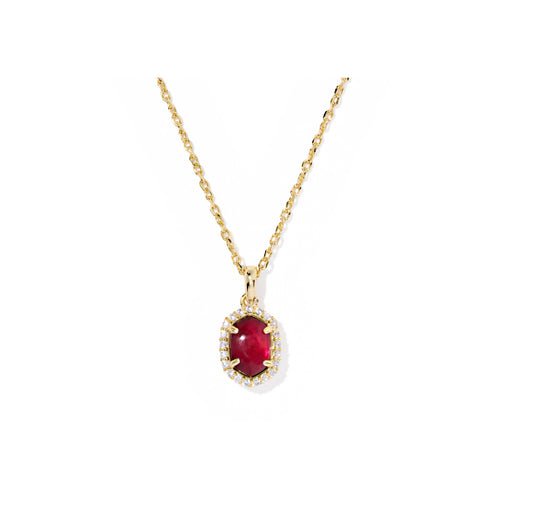 Kendra Scott - Necklace - Daphne Crystal Frame Short Pendant - Gold Dark Burgundy Illusion