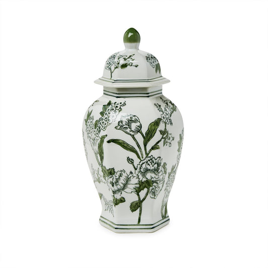 Temple Jar - Primrose and Lotus Chinoiserie - Green - Findlay Rowe Designs