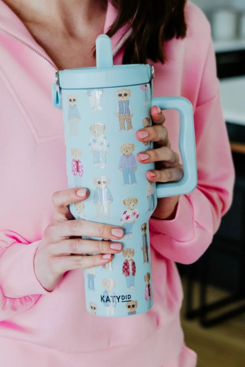 KatyDid - Teddy Bears Tumbler - 38oz - Blue - Findlay Rowe Designs