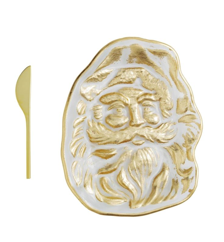 Mud Pie - Christmas Gold Cheese Plate Set - Santa