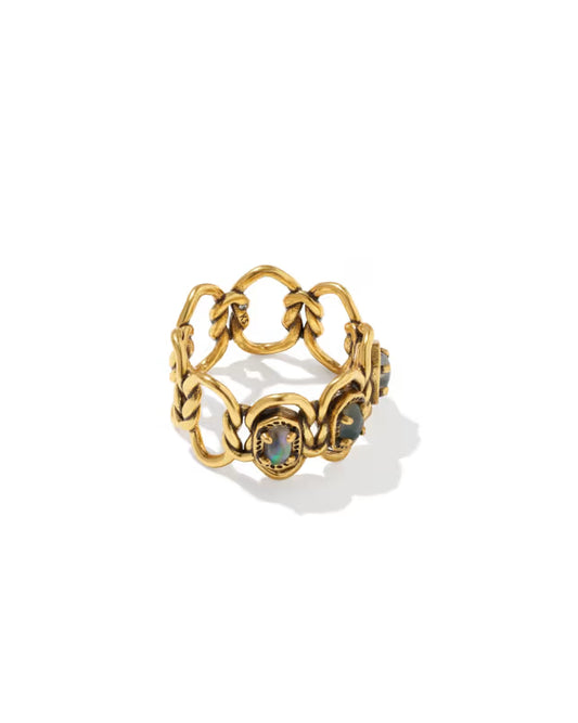 Kendra Scott - Ring - Joan Band - Vintage Gold Abalone Shell - Size 8