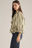 Entro - Top - Three Quarter Sleeve Frog Button - Olive Stripe - Findlay Rowe Designs