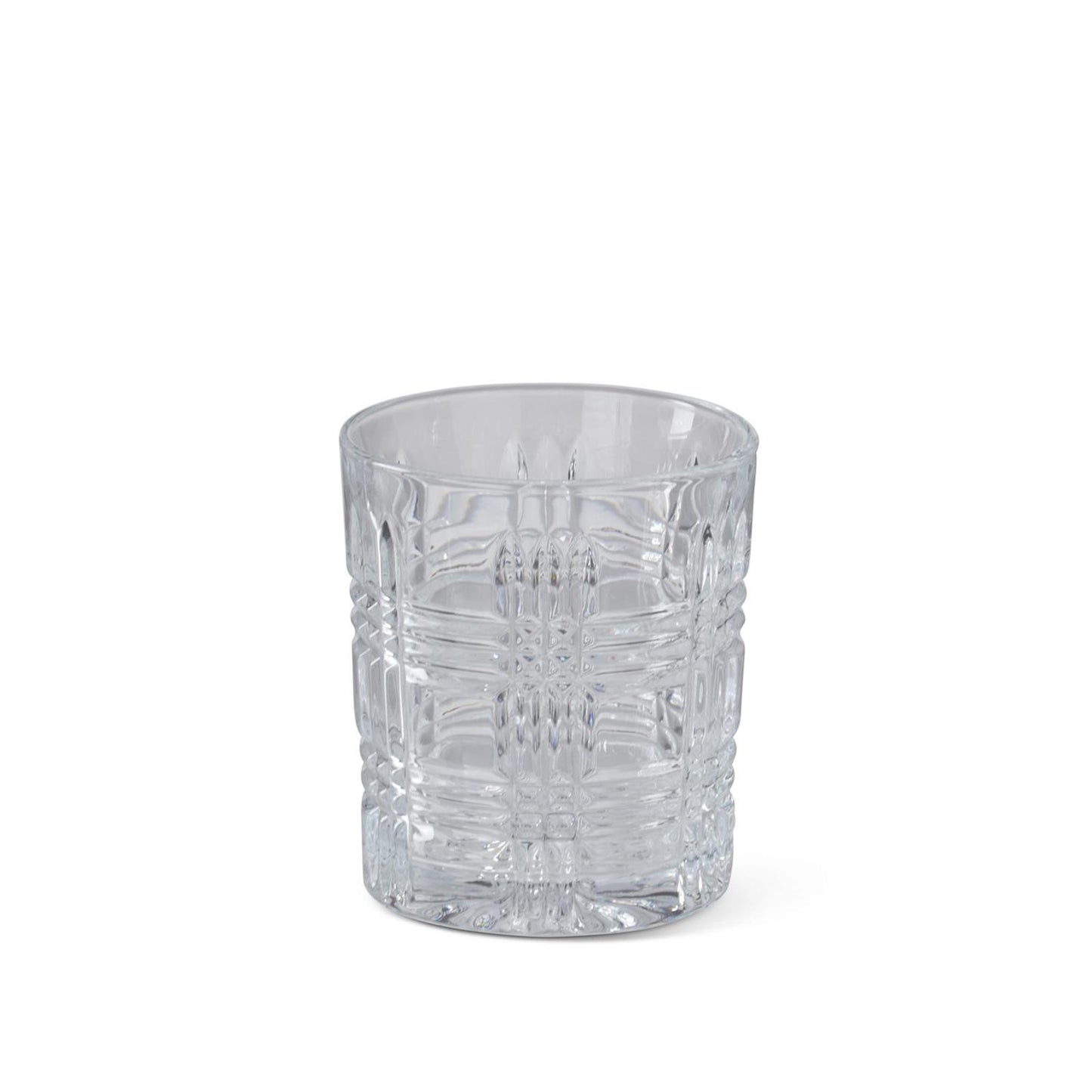 Lowball Drinking Glass - Grid Pressed Clear Glass - Findlay Rowe Designs