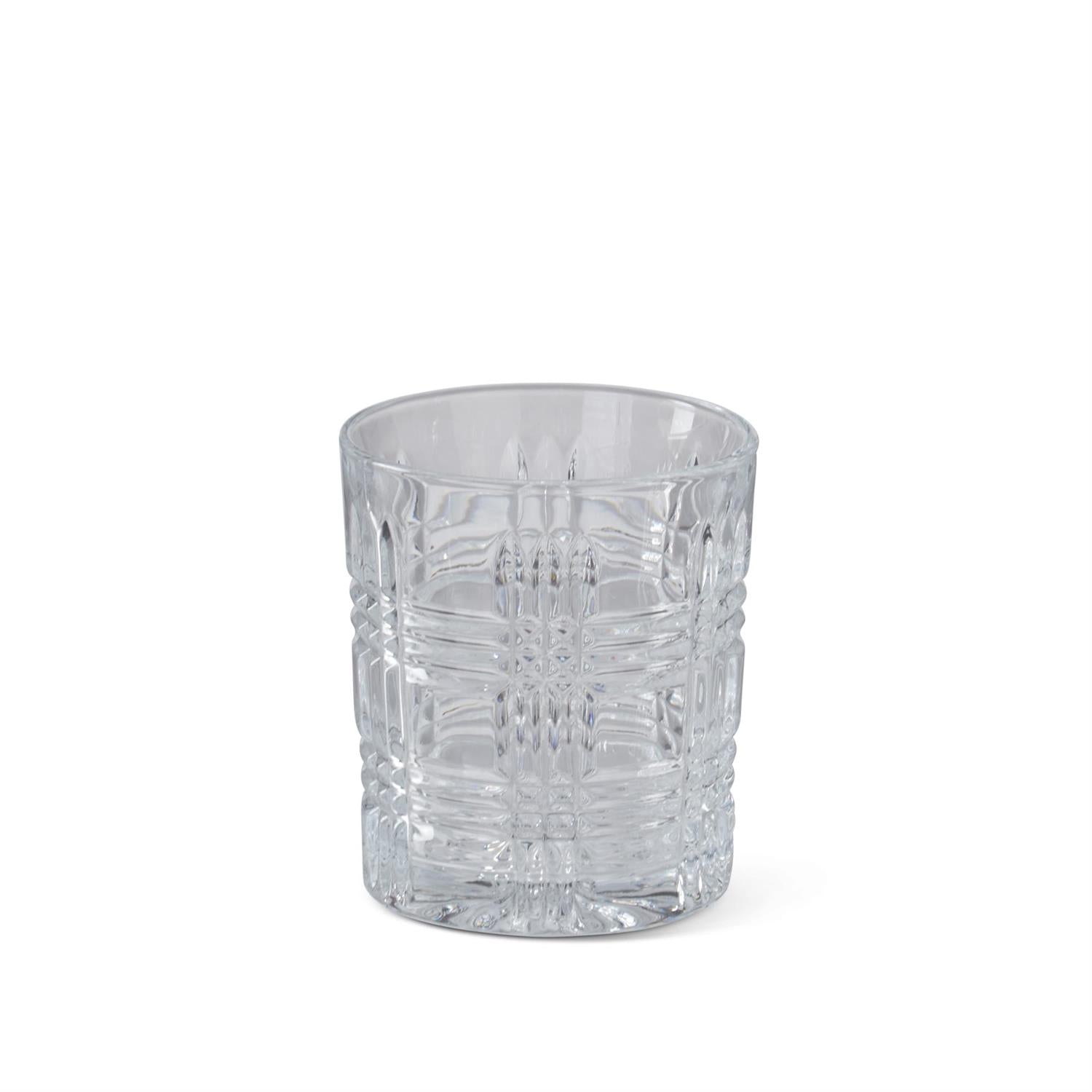 Lowball Drinking Glass - Grid Pressed Clear Glass - Findlay Rowe Designs