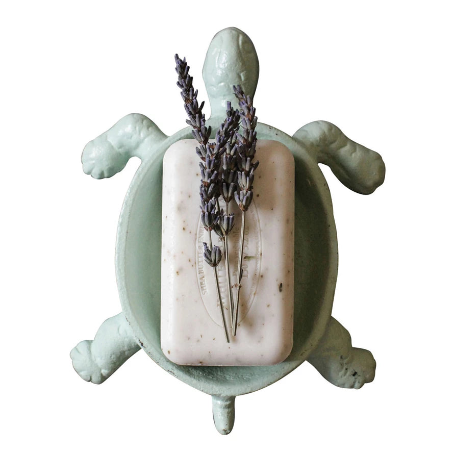 Turtle Soap Dish - Cast Iron - Distressed Aqua - Findlay Rowe Designs