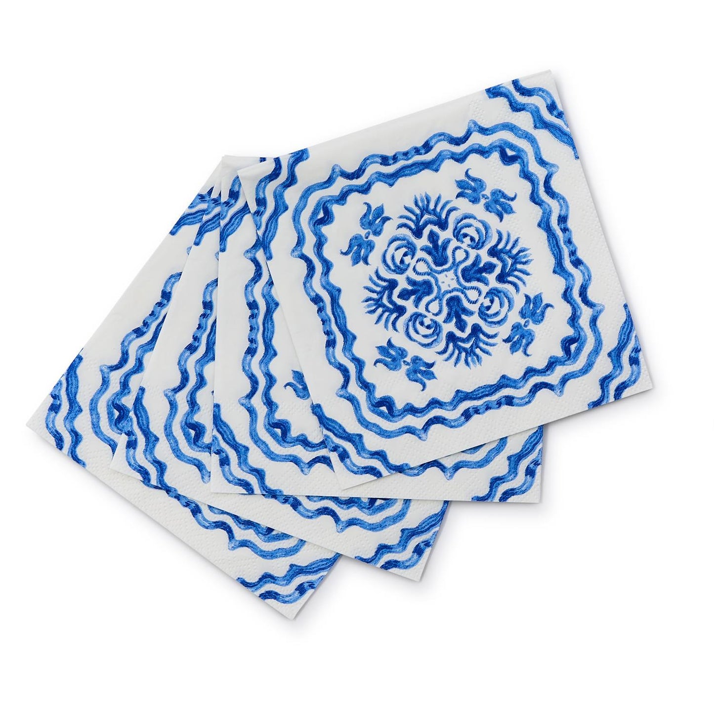 Cocktail Napkins - Blue Tile Block Print - Findlay Rowe Designs