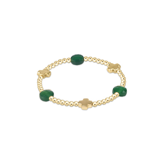 Enewton - Signature Cross Admire Gold Pattern 3mm Bead Bracelet - Green Onyx - Findlay Rowe Designs