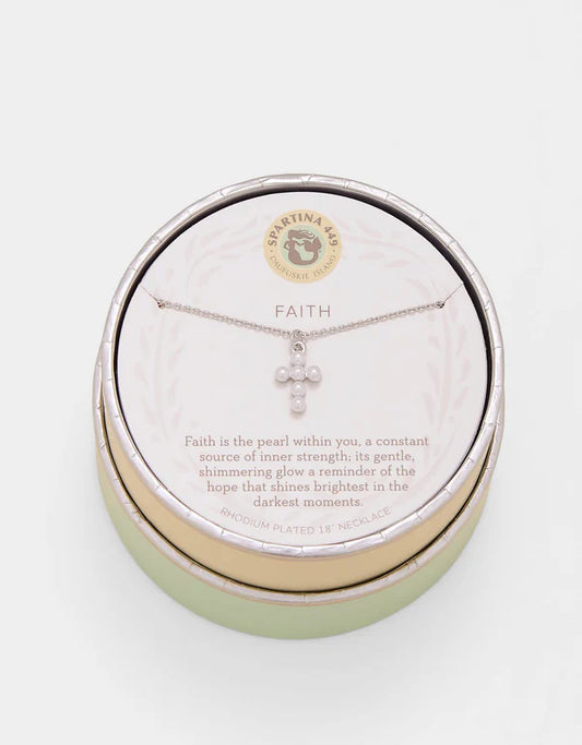 Spartina - Necklace - Sea La Vie Faith-Pearl Cross - Silver - Findlay Rowe Designs