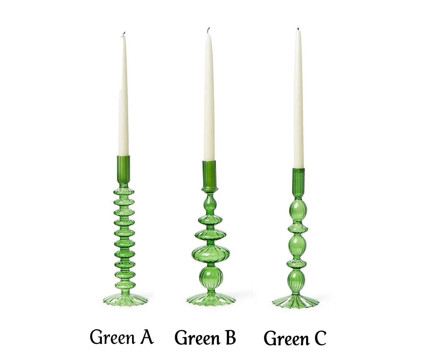 Taper Candleholders - Hand-Blown Glass - Red Green