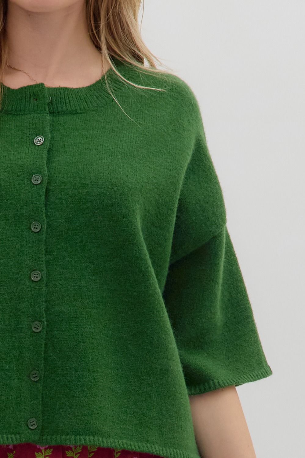 Cardigan - 3/4 Sleeve - Amazon Green - Findlay Rowe Designs