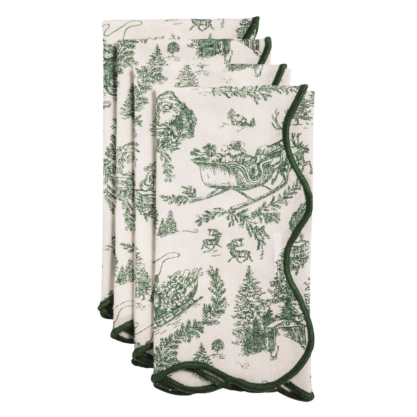 Mud Pie - Cloth Napkins - Green Toile - Set 4 - Findlay Rowe Designs