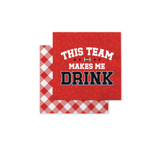 Swig - Cocktail Napkins - This Team Makes Me Drink - Red Black
