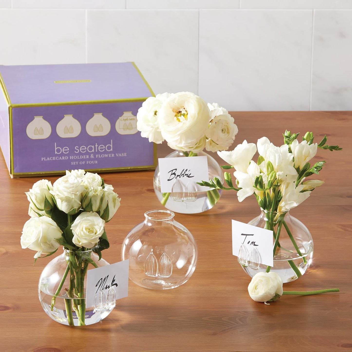 Bud Vase/Place Card Holder - Blown Glass - Set of 4 - Findlay Rowe Designs