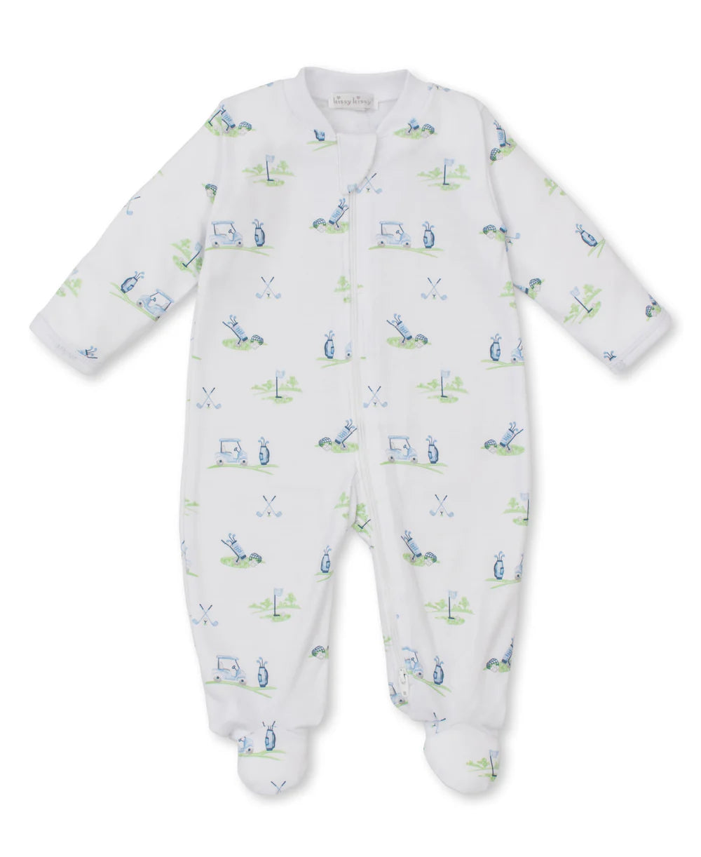 Kissy Kissy - Zip Footie - Fairway Foursome - Blue - Findlay Rowe Designs