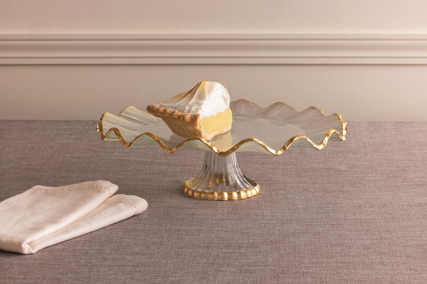 Mud Pie - Cake Stand - Gold Edge Ruffle - Findlay Rowe Designs