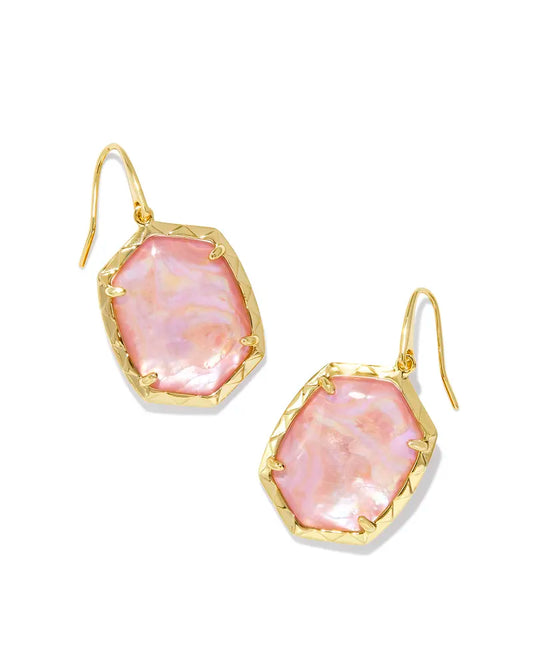 Kendra Scott - Daphne Gold Drop Earrings - Light Pink Iridescent Abalone - Findlay Rowe Designs